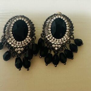 Elegant Black and Silver Statement Earrings